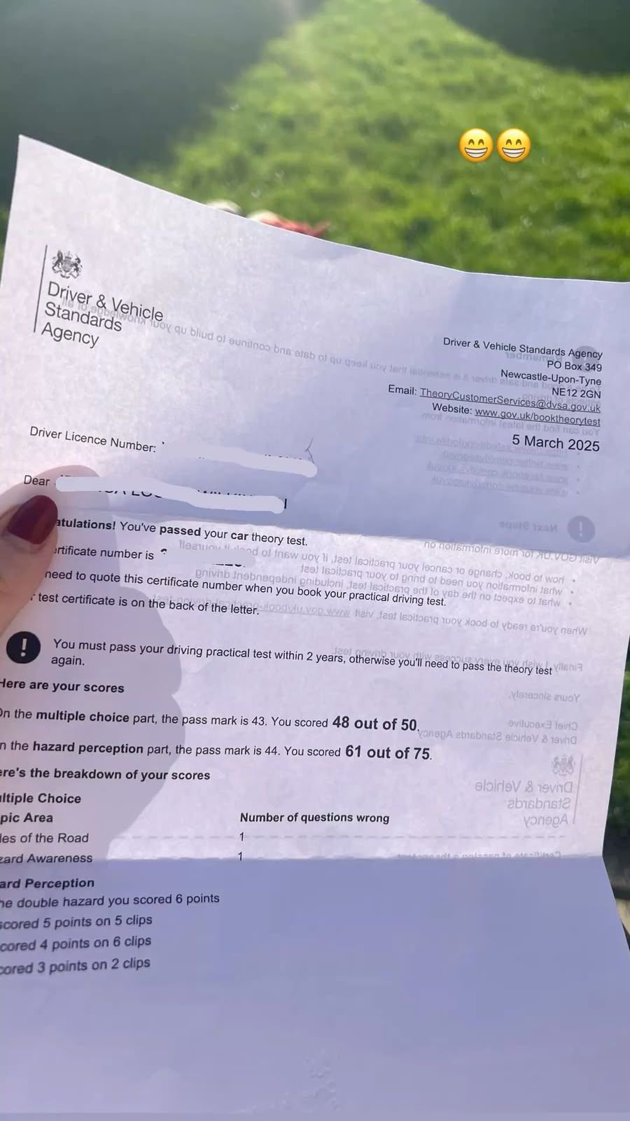 Theory test certificate 4